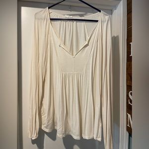 Cream cotton long sleeve blouse